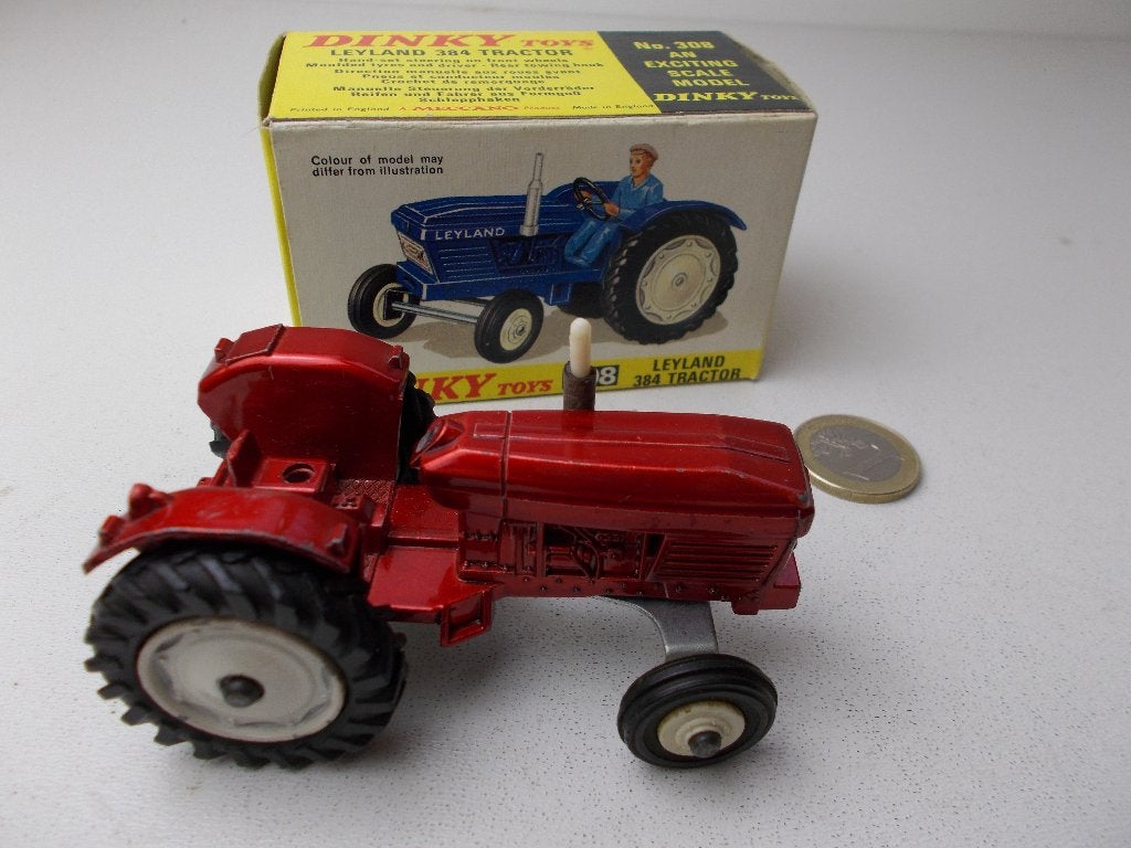 1972 Dinky Toys 308 LEYLAND 384 TRACTOR + ORIG. DOOSJE! (B), Ophalen of Verzenden, Gebruikt, Tractor of Landbouw, Dinky Toys