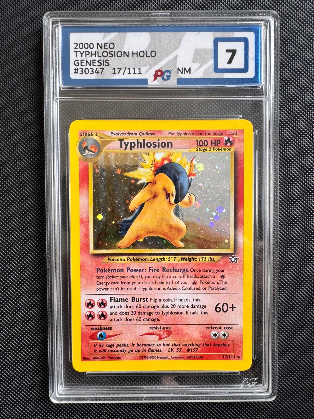 Typhlosion Neo Genesis - PG 7 - Engels, Hobby en Vrije tijd, Ophalen, Zo goed als nieuw
