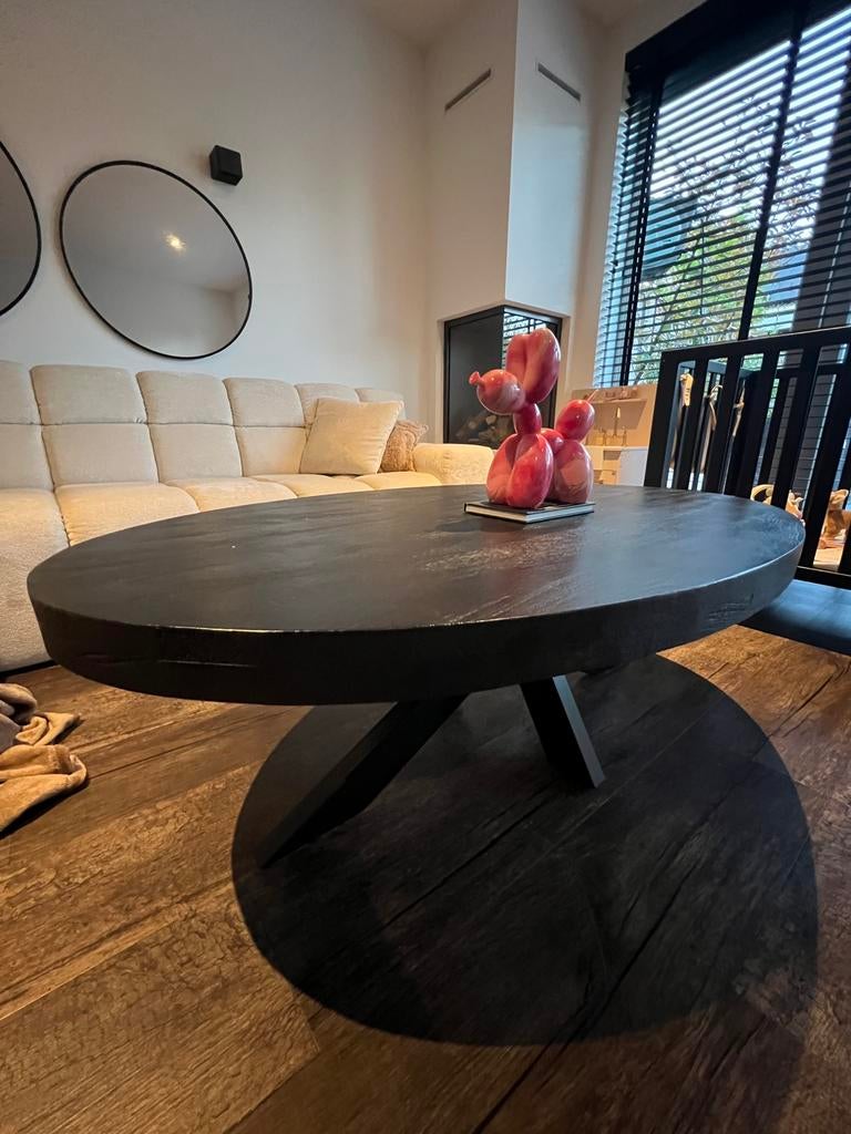 Ovale zwarte salontafel - Modern design, Ophalen, Zo goed als nieuw