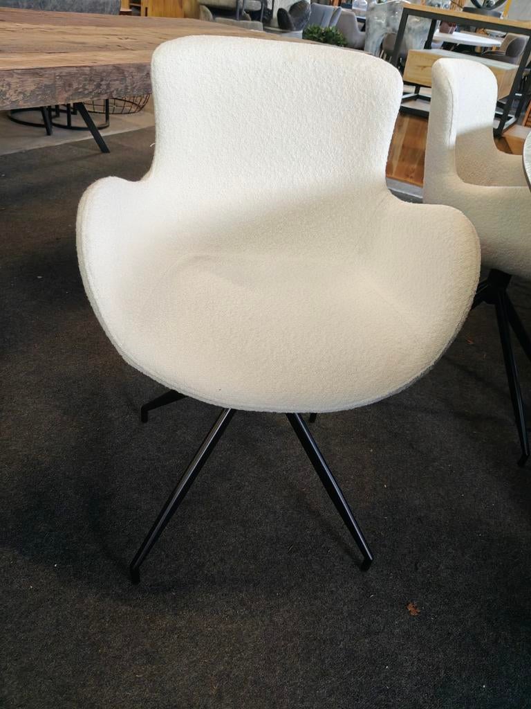 Draaibare Bouclé Stoel Wit - Comfortabel en Stijlvol, Ophalen, Wit, Nieuw, Stof