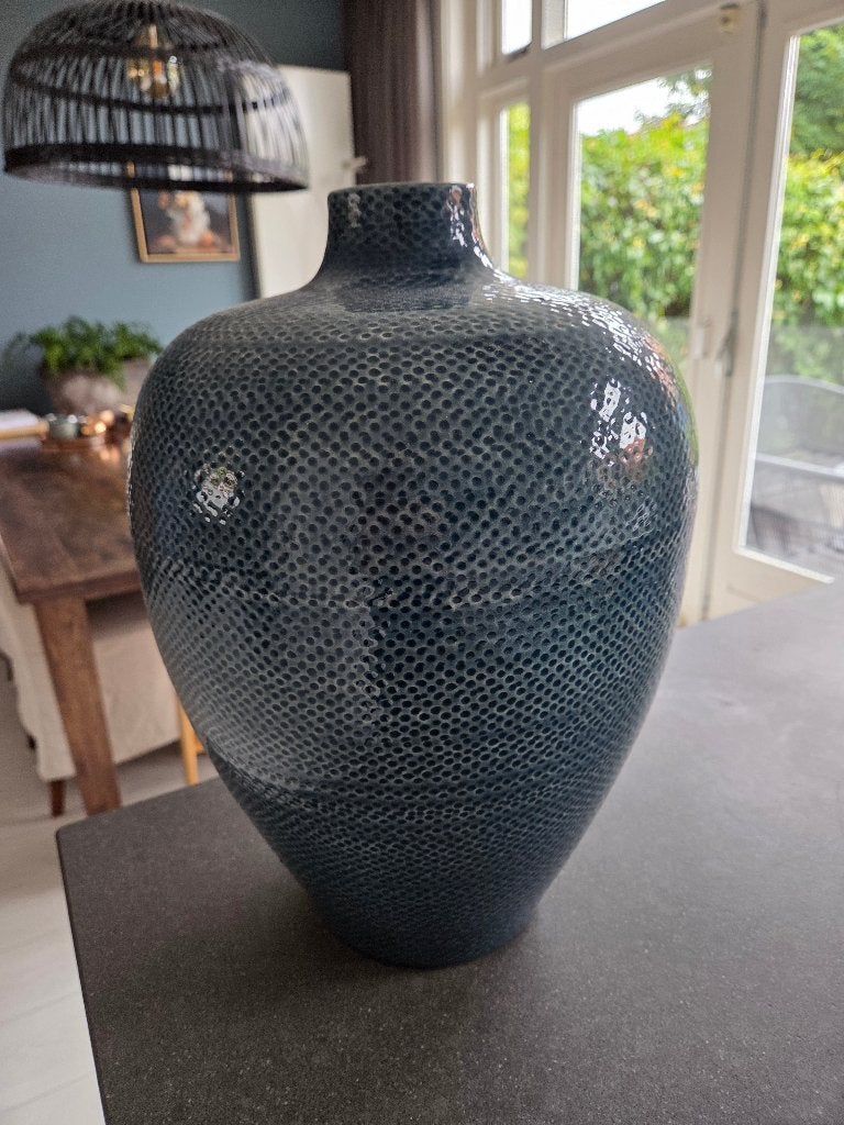Blauwe grote vaas, Huis en Inrichting, Woonaccessoires | Vazen, Ophalen, Zo goed als nieuw, Blauw