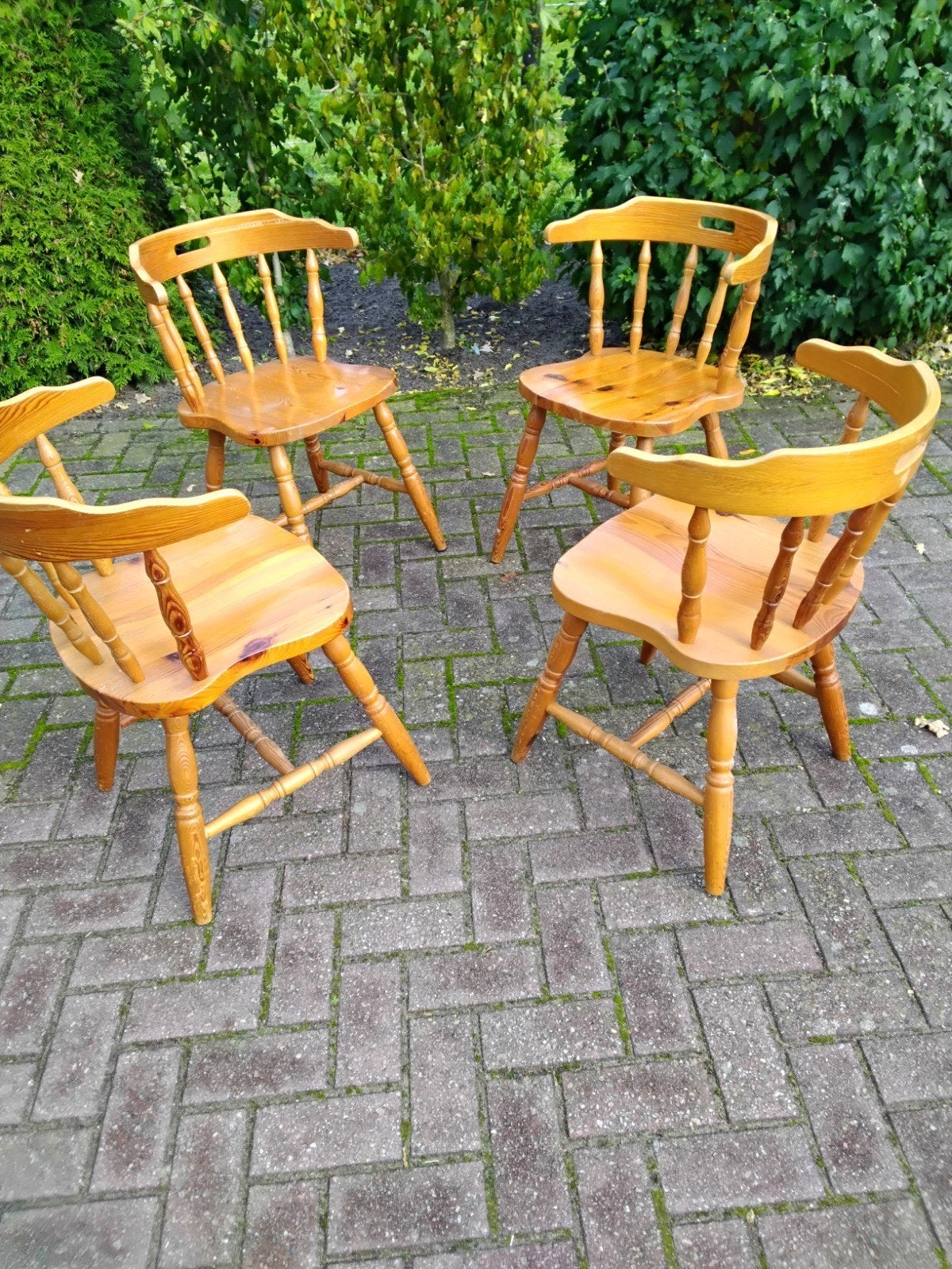 Cafe/eetkamer stoelen 4stuks, Ophalen, Gebruikt, Bruin, Vijf, Zes of meer stoelen