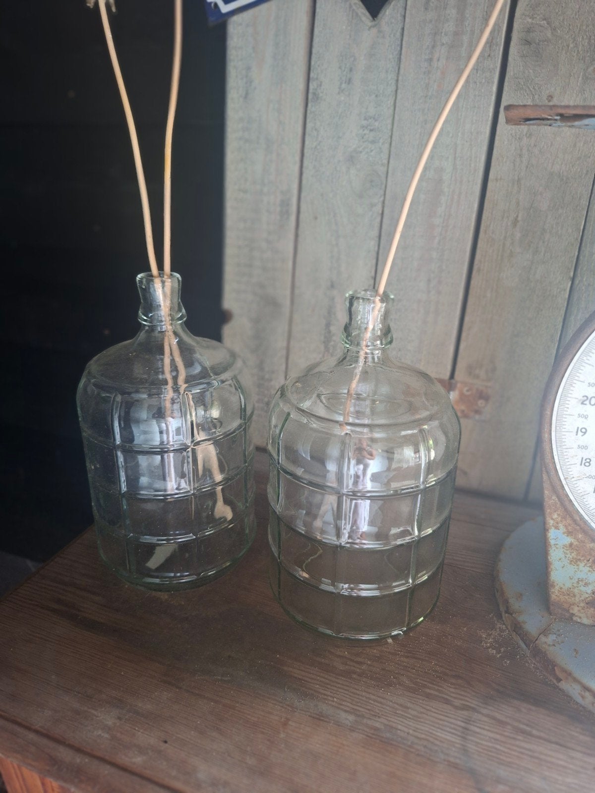 Set brocante flessen gistfles, Ophalen, Overige materialen