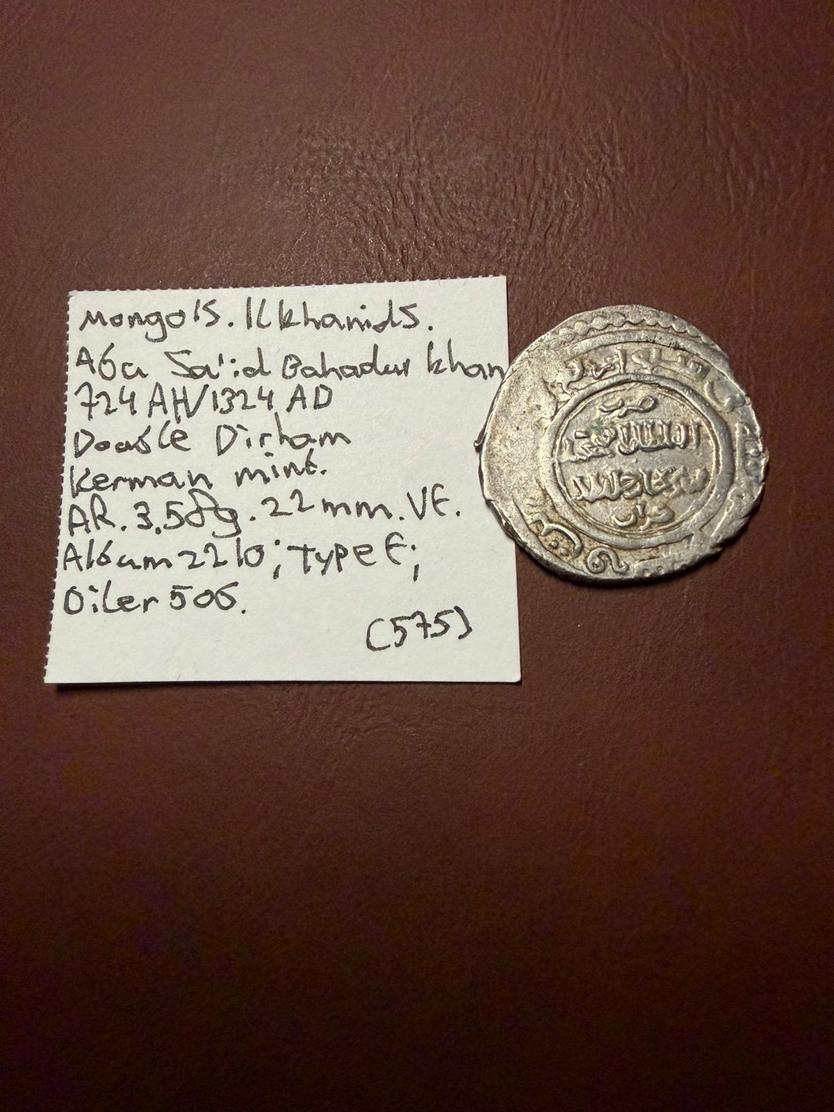 Ilkhaniden AR Dubbele Dirham Bahadur Khan 724 AH, Kerman, Verzenden, Midden-Oosten