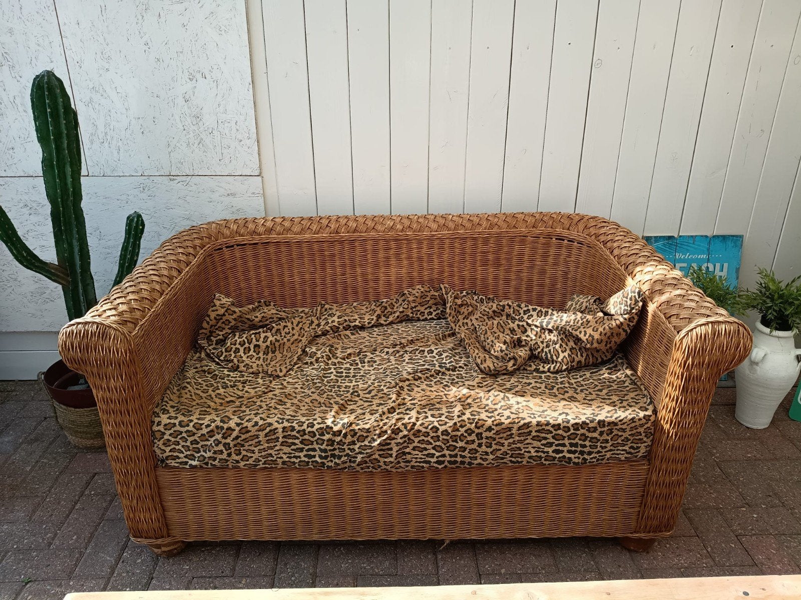 Leuk rotan bankje br150diepte 85 zithoogte, Ophalen of Verzenden, Gebruikt, Rotan