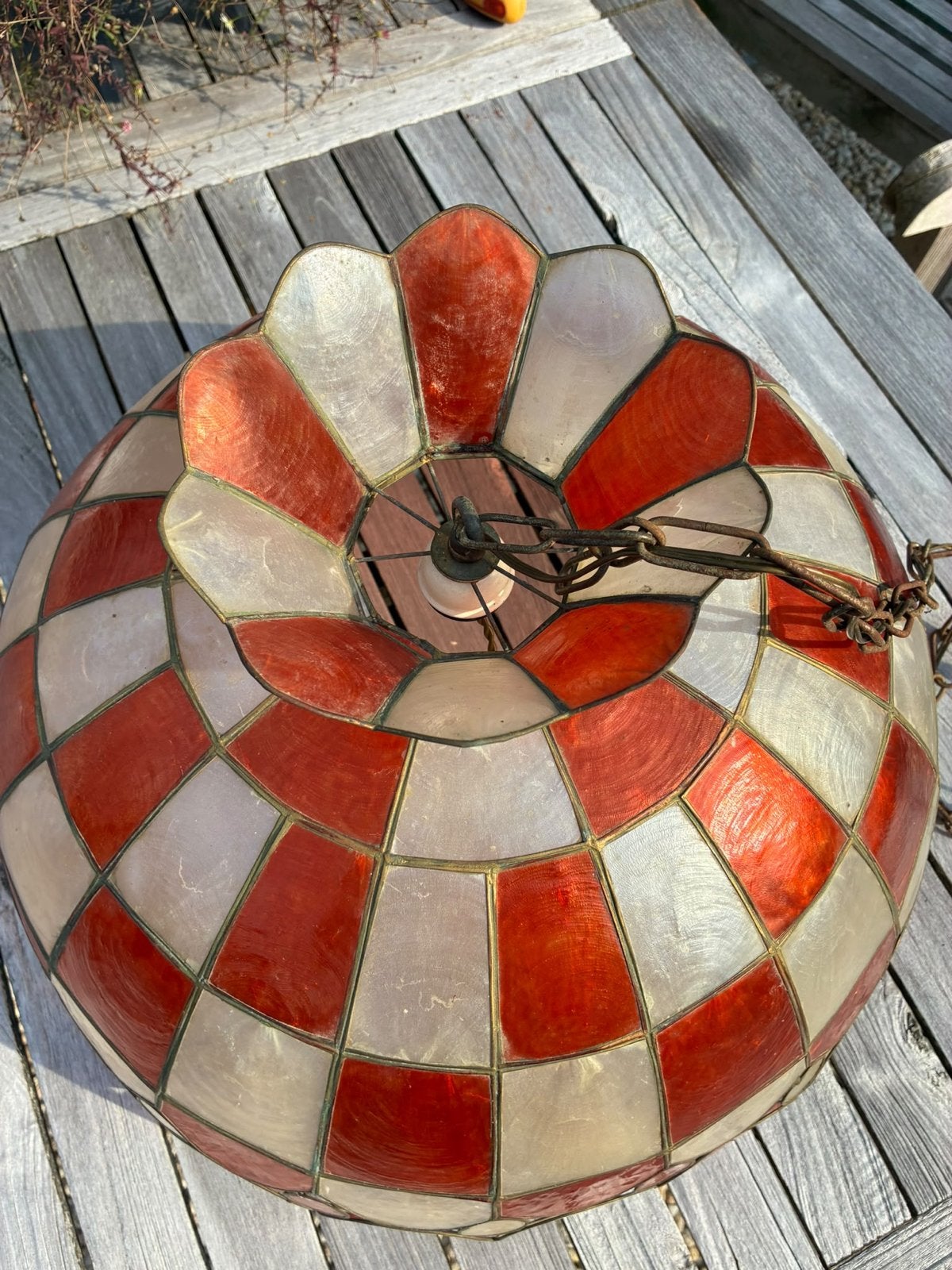 Foto 4 van Vintage Capiz Schelpen Hanglamp Rood/Wit