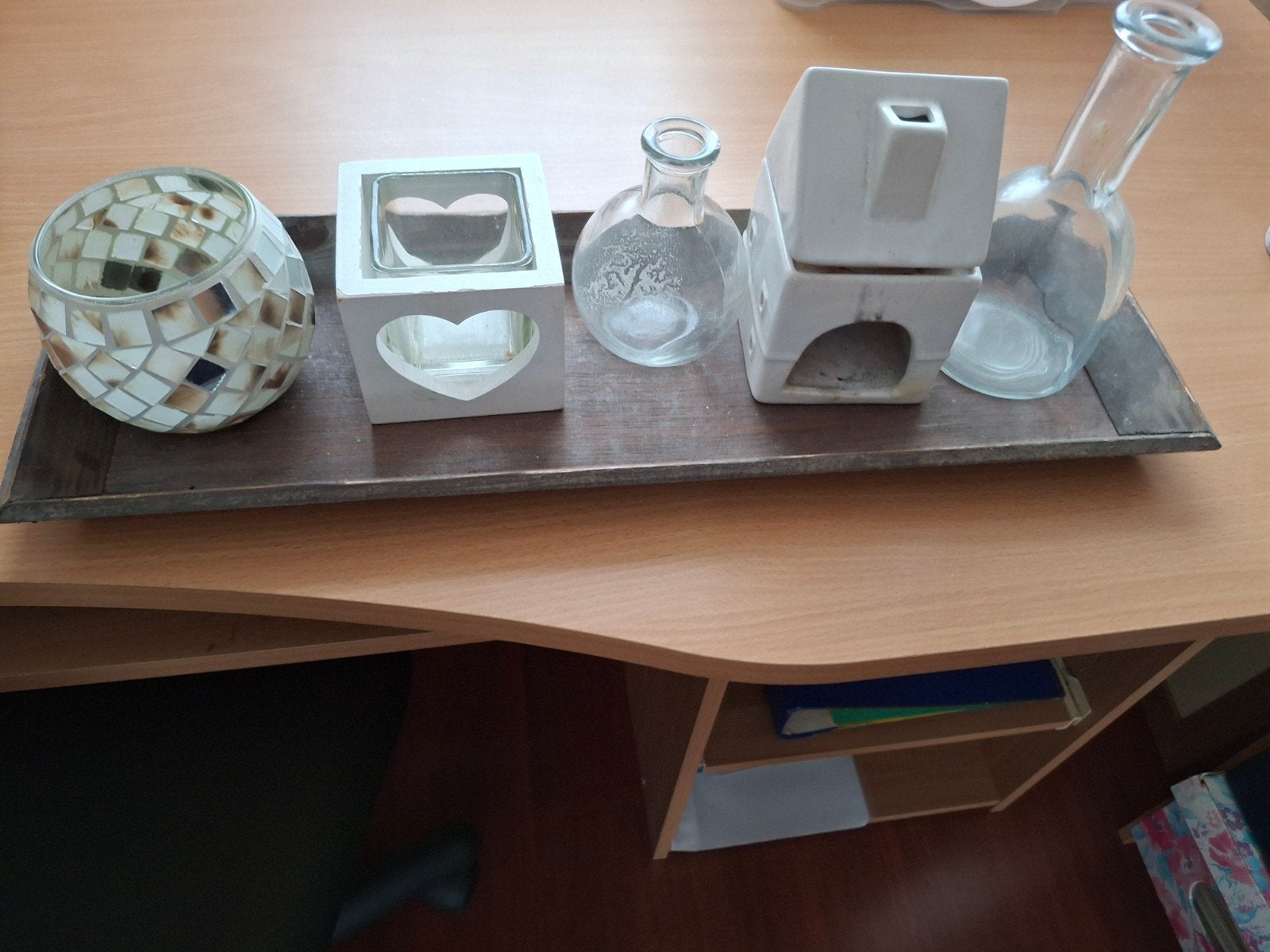Decoratieve set met dienblad en diverse items, Hout, Gebruikt, Ophalen of Verzenden, Landelijk
