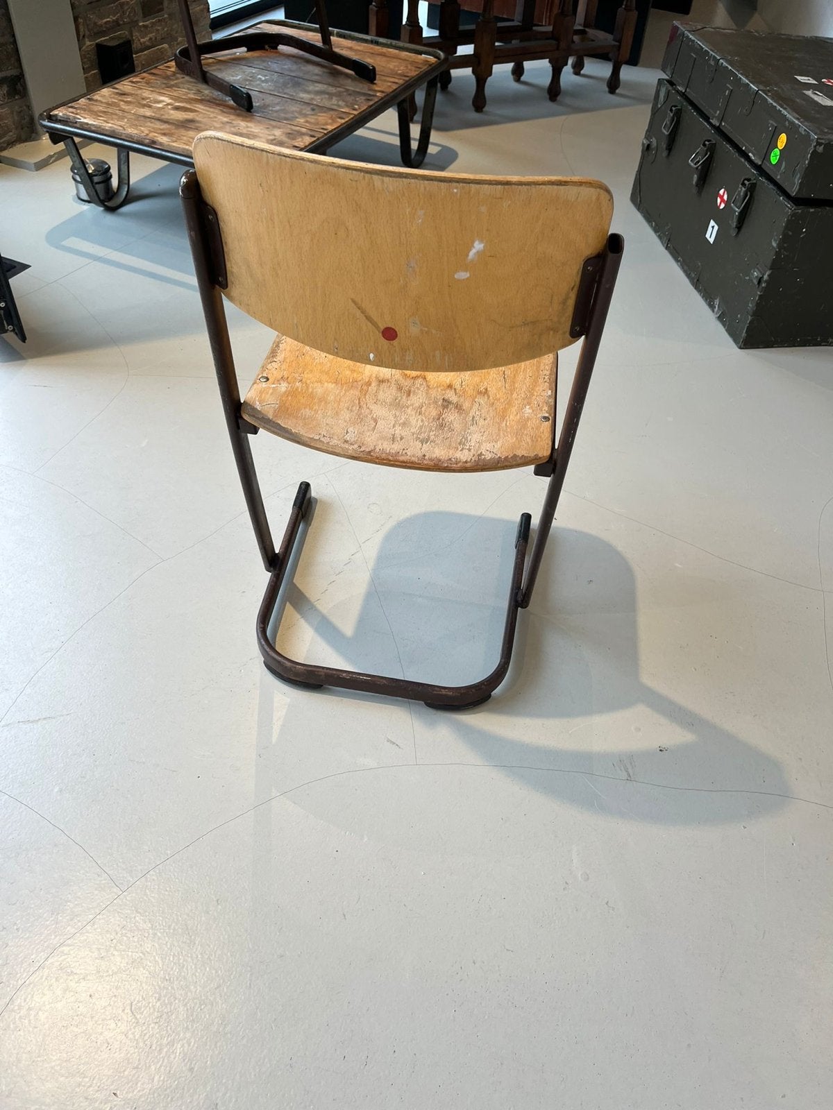 Vintage schoolstoel - Houten zitting en rugleuning, Ophalen