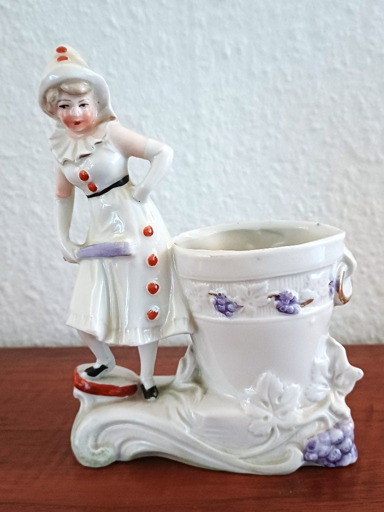 art deco beeldje- vaasje- pierrette- colombine- Germany, Ophalen of Verzenden