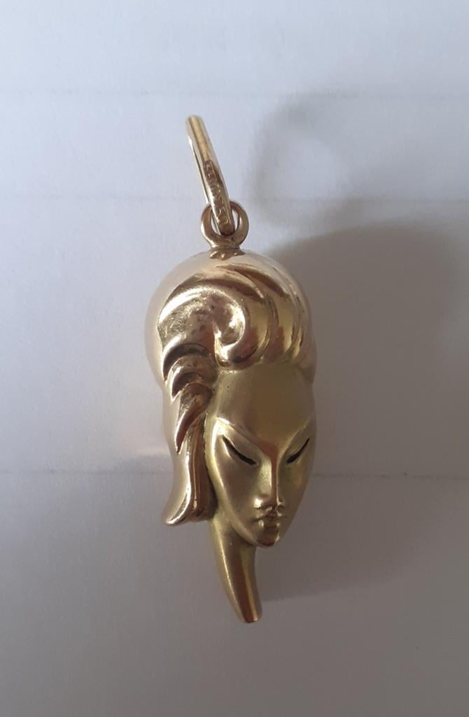 Gouden Hanger 18 Karaat - Vrouwenhoofd 6.2 gram, Gebruikt, Overige voorstellingen, Ophalen of Verzenden, Goud
