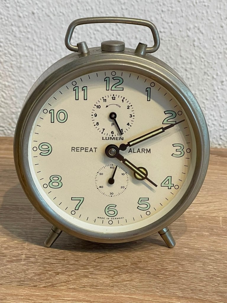 Vintage LUMEN Repeat Alarm wekker – Germany, Chroom, Perfect, Gebruikt, LUMEN, Ophalen of Verzenden, LUMEN