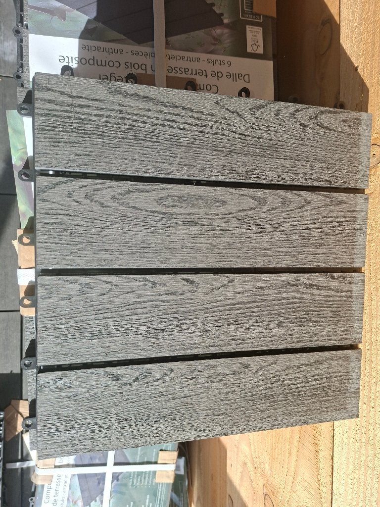 HKC tuin- en balkontegels houtnerf antraciett, Ophalen, Nieuw, Hout