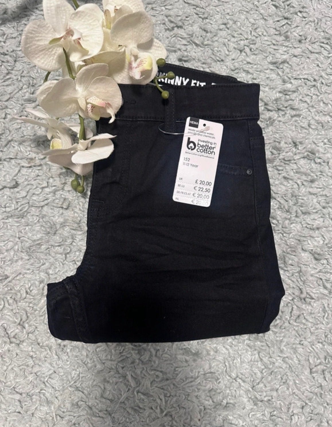 NİEUW, zwarte skinny fit jeans van de Hema, maat 152, Ophalen of Verzenden, Nieuw, Meisje, Broek