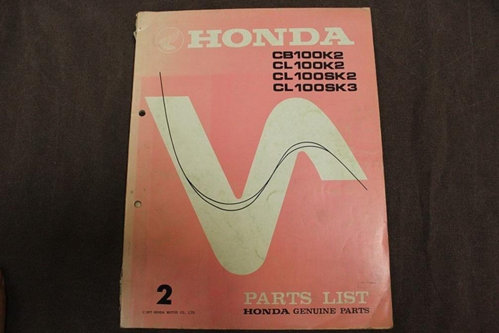 Honda CB100 CL100 K2 K3 SK2 SK3 1977 motorcycle parts list, Ophalen of Verzenden, Honda