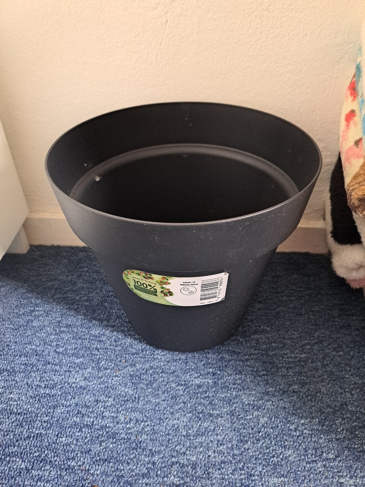 Zwarte bloempot van gerecycled plastic, 25 cm hoog, 25 tot 40 cm, Kunststof, Rond, Ophalen of Verzenden