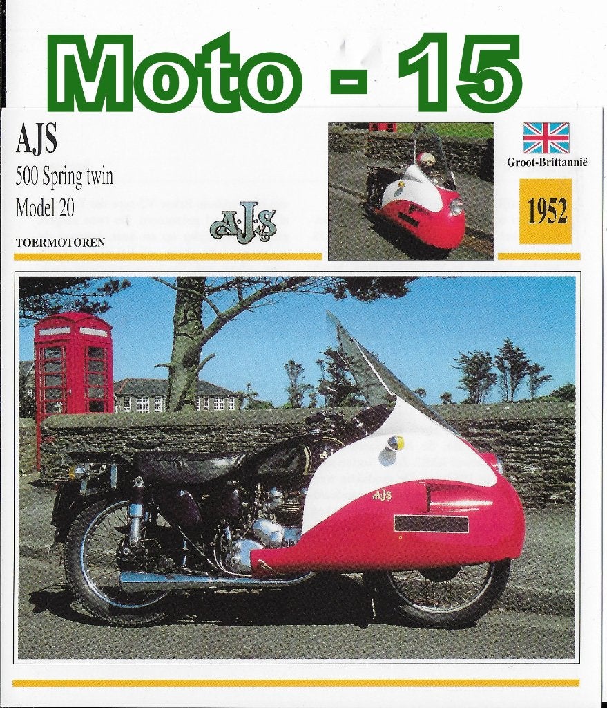 Moto15 motorkaart ajs 500 spring twin model 20 ( 1952 ), Ophalen of Verzenden, Zo goed als nieuw, Auto's
