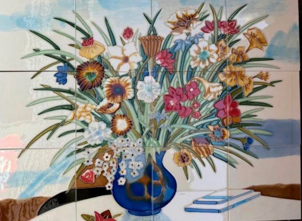 Tegeltableau kleurrijk schilderij, Antiek en Kunst, Curiosa en Brocante, Ophalen