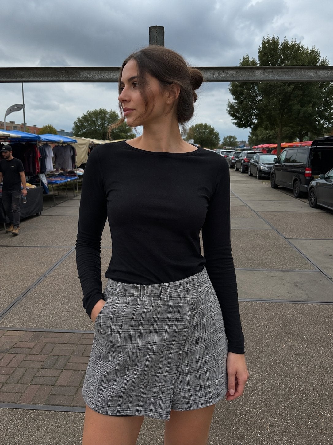 Grijze geruite skort - Maat S, Maat 38/40 (M), Ophalen of Verzenden, Zo goed als nieuw, Grijs