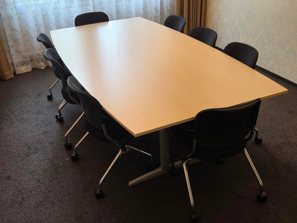 8x Comforto Haworth vergaderstoel verrijdbaar zwart / chrome, Zwart, Ophalen of Verzenden, Zo goed als nieuw, Vst