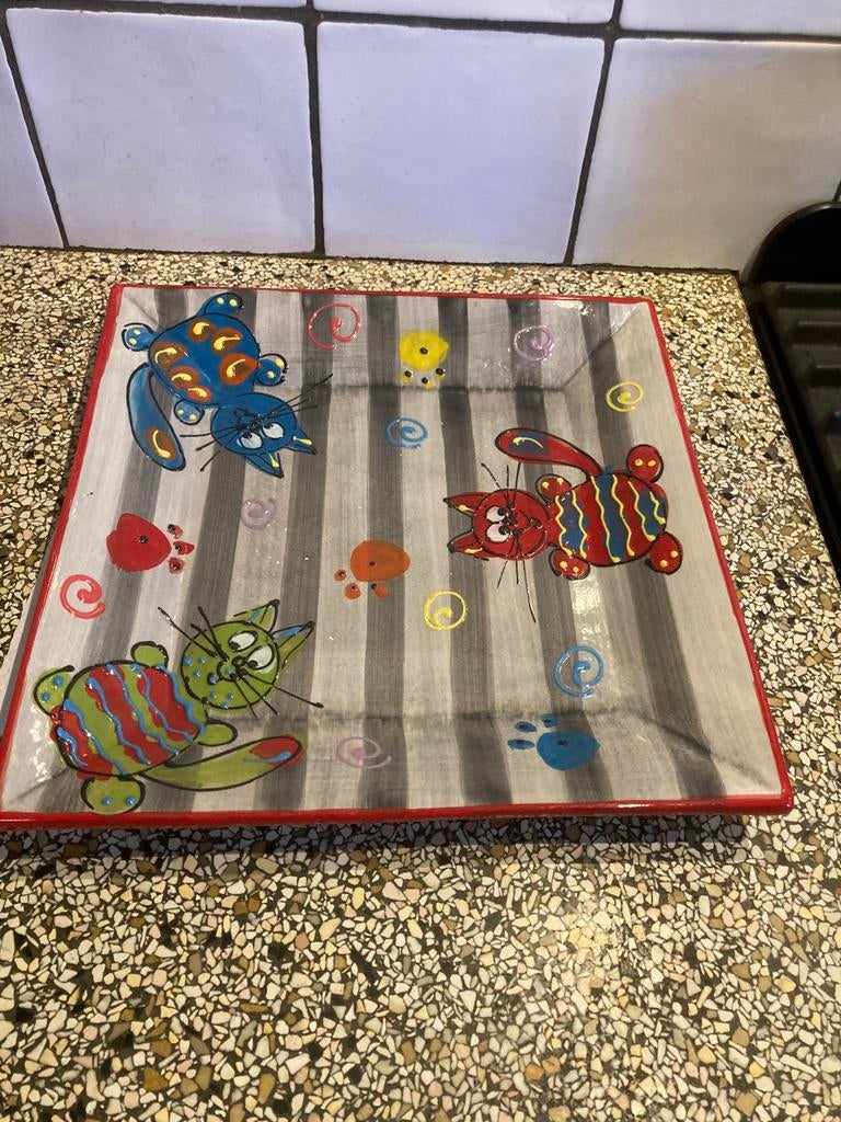 Groot bord poes, Ophalen of Verzenden, Zo goed als nieuw, Overige stijlen, Bord(en)