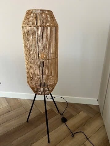 Vloerlamp Gaia Kwantum - Gevlochten touw - 120 cm, Ophalen, 100 tot 150 cm, Natuurlijk materiaal, E27 (groot)