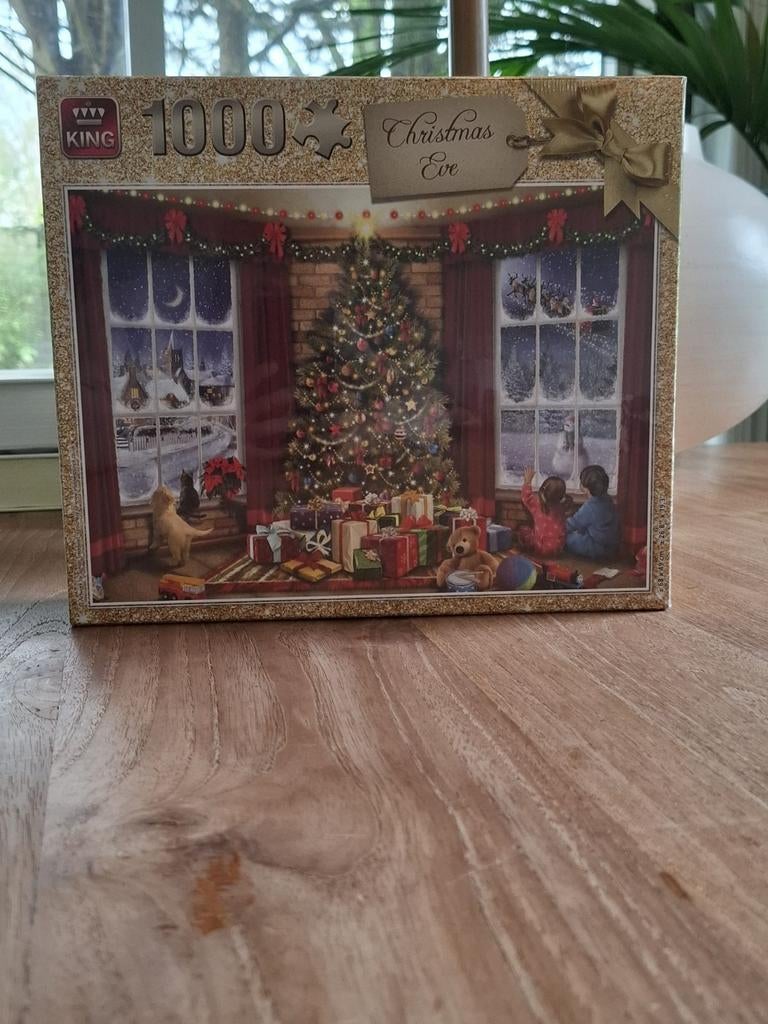 King Kerstpuzzel 'Christmas Eve' 1000 stukjes, Hobby en Vrije tijd, Denksport en Puzzels, Zo goed als nieuw, Legpuzzel, 500 t/m 1500 stukjes