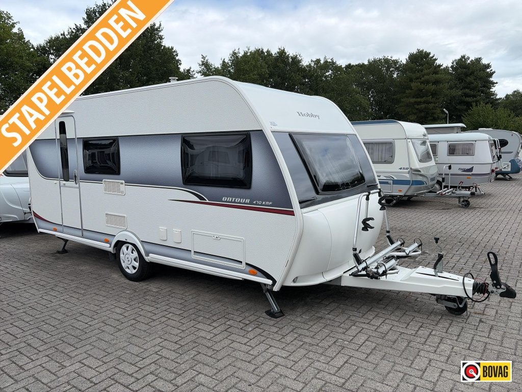 Hobby On Tour 470 KMF Voortent/Fietsendrager, Dwarsbed, Hobby, Bedrijf, Schokbreker