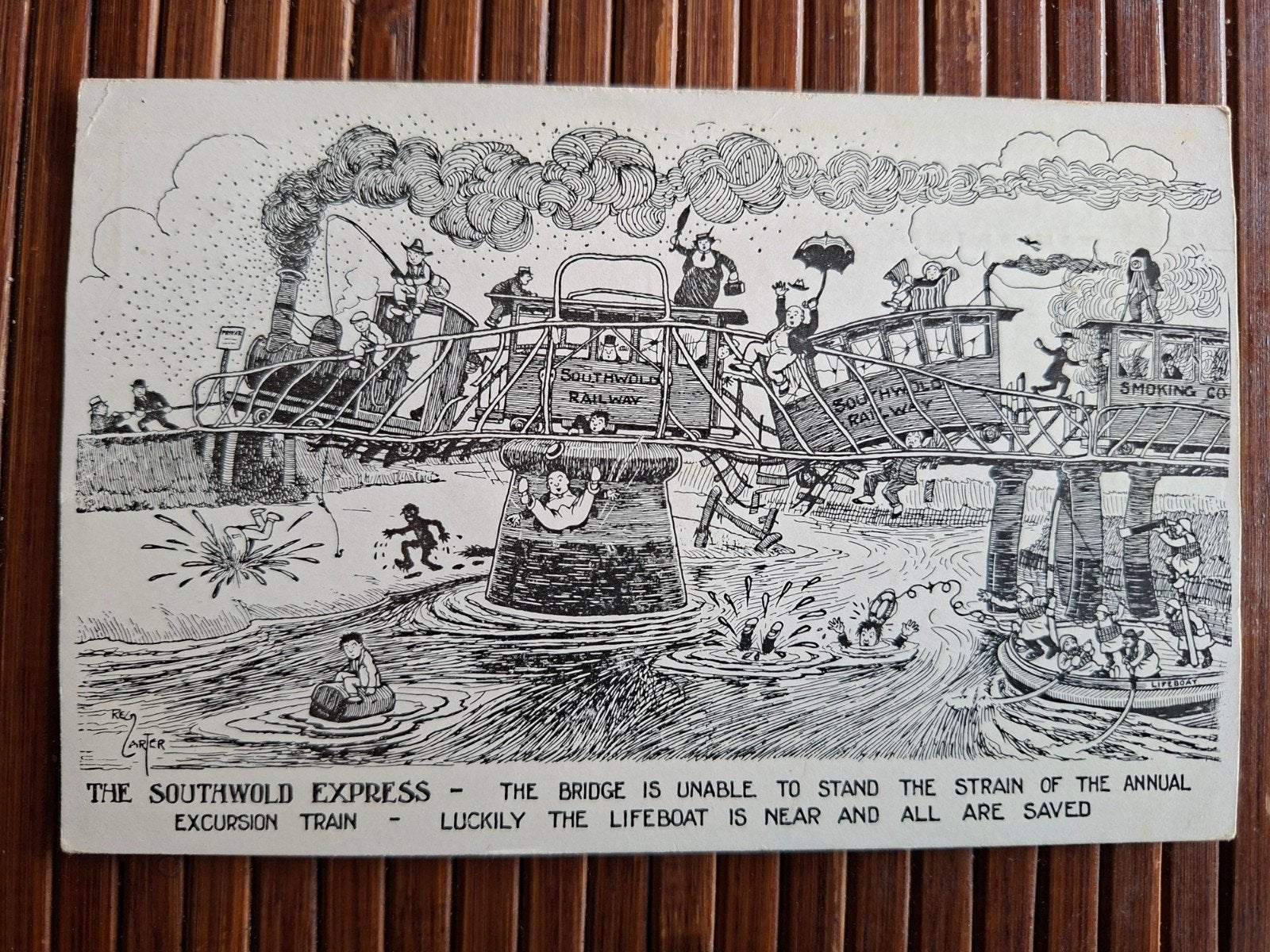 Vintage Ansichtkaart: The Southwold Express - Humoristisch, Ophalen of Verzenden, Voor 1920, Gelopen, Overige thema's