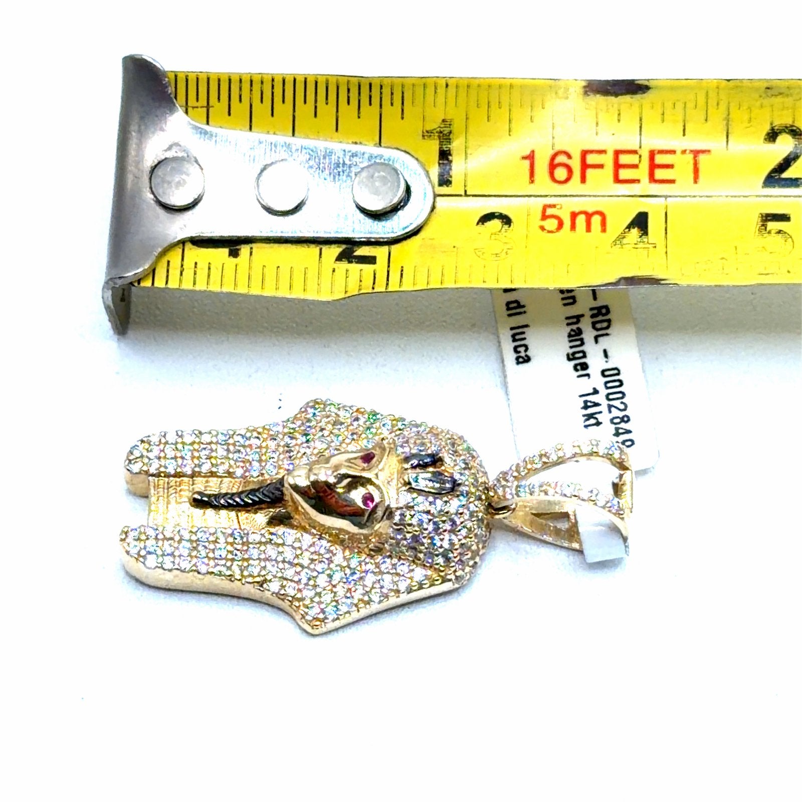 Rosa di Luca Gouden Hanger 14kt Toetanchamon met Zirkonia, Overige voorstellingen, W, Nieuw, Ophalen of Verzenden