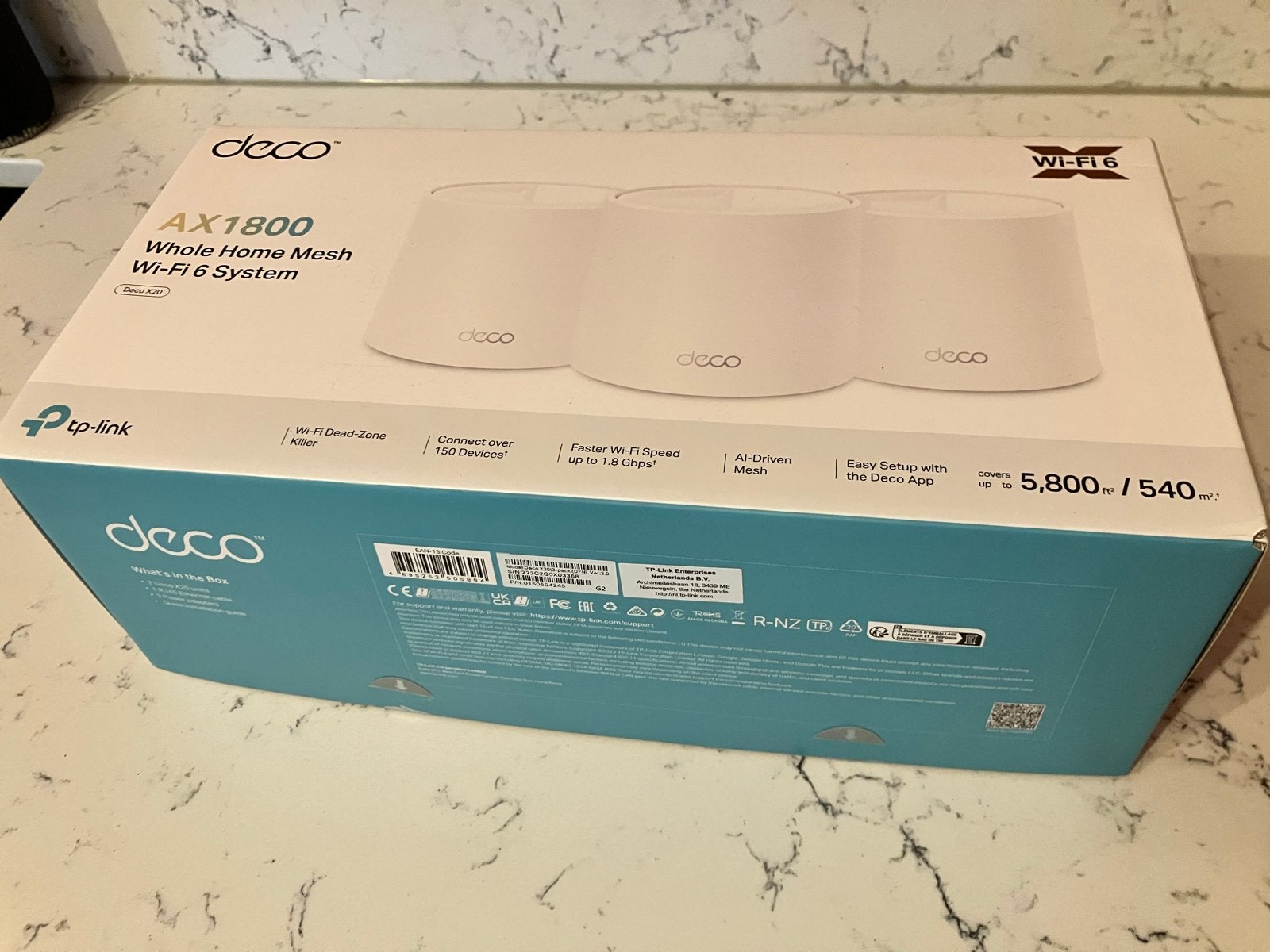 TP-Link Deco X20 AX1800 Whole Home Mesh Wi-Fi 6 Systeem, Computers en Software, Ophalen of Verzenden, Zo goed als nieuw, Router