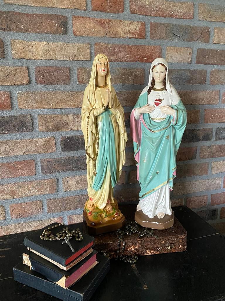 Vintage Maria beelden van gips, Antiek en Kunst, Antiek | Religie, Ophalen of Verzenden