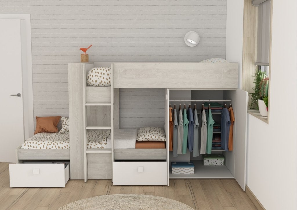 Maxim Multifunctioneel Stapelbed - 90x190 - Wit, Niet ingevuld, Niet ingevuld, Niet ingevuld