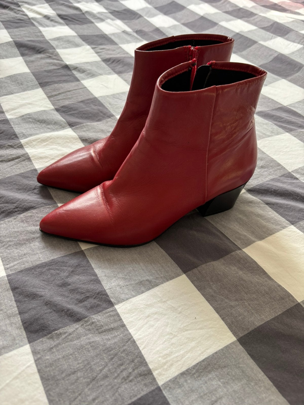 Linea Zeta rode enkel laarzen mt 39., Ophalen of Verzenden, Zo goed als nieuw, Rood