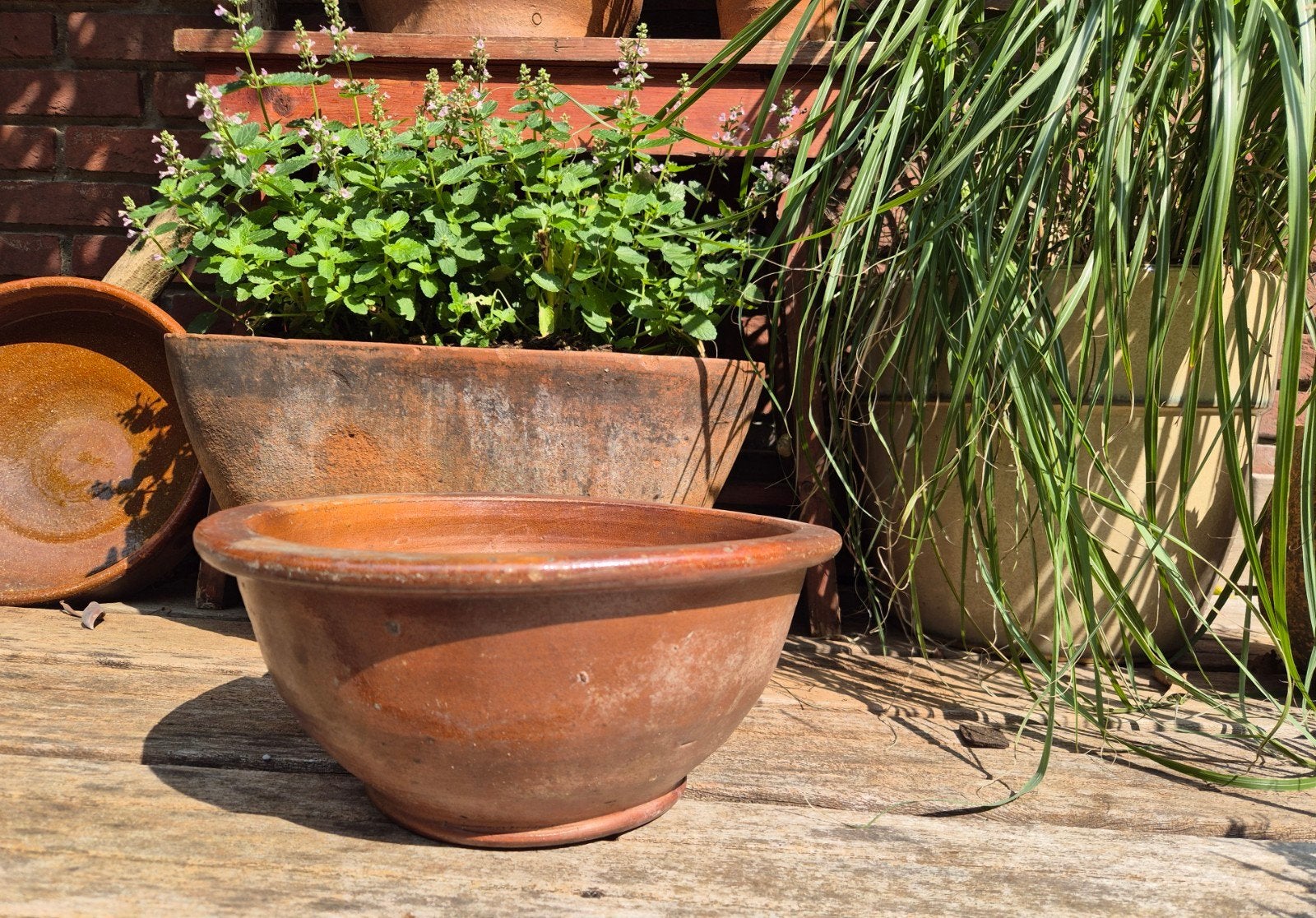 Antieke Engelse terracotta schaal- gestempeld, Antiek en Kunst, Ophalen