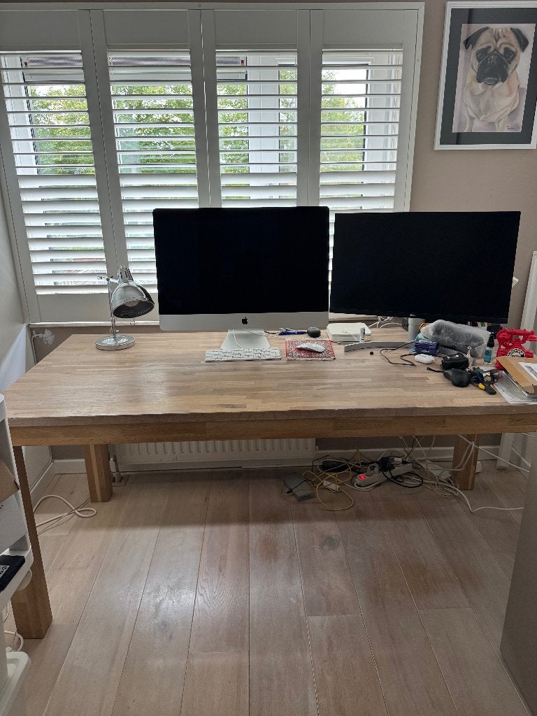 Eiken houten tafel/bureau 1.80 x 0.83, Huis en Inrichting, Ophalen, Eikenhout, 50 tot 100 cm, Zo goed als nieuw