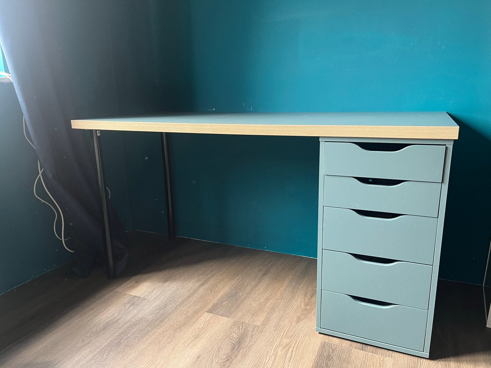 IKEA Lagkapten/Alex Bureau 140x60 cm met lades, Ophalen, Gebruikt, Met lades, Spaanplaat of MDF
