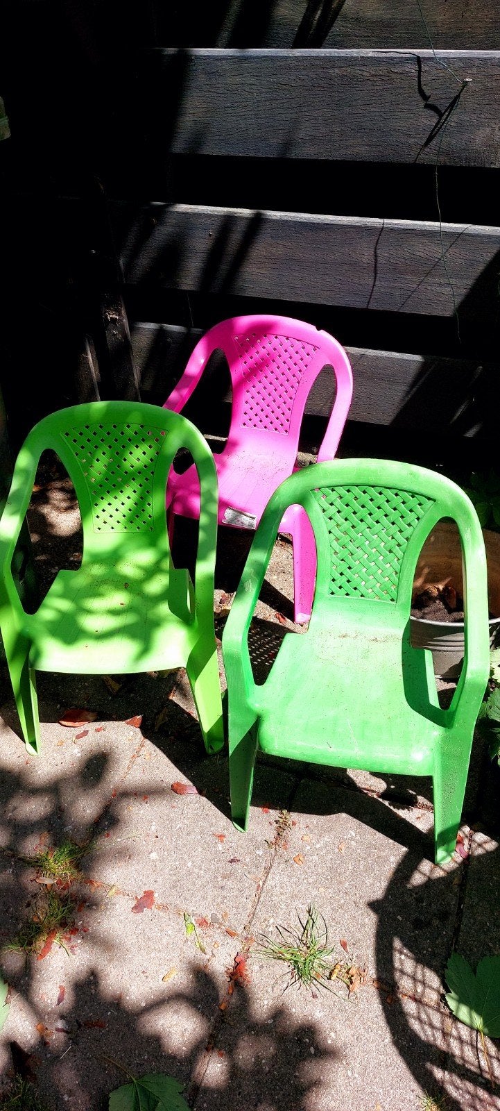 3 kinder tuinstoelen, Ophalen, Gebruikt, Kunststof