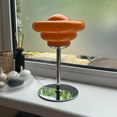 Vintage tafellamp oranje/rood, Overige materialen, Ophalen of Verzenden, Zo goed als nieuw, Minder dan 25 cm
