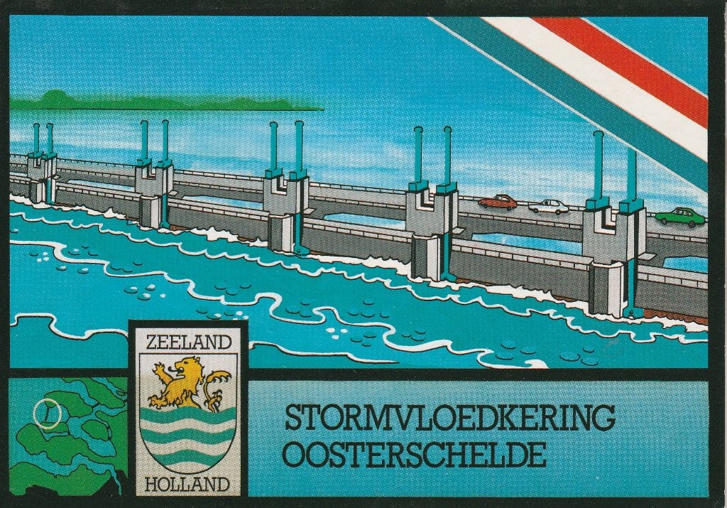 Stormvloedkering Oosterschelde 1988, Ophalen of Verzenden, 1980 tot heden, Gelopen, Zeeland