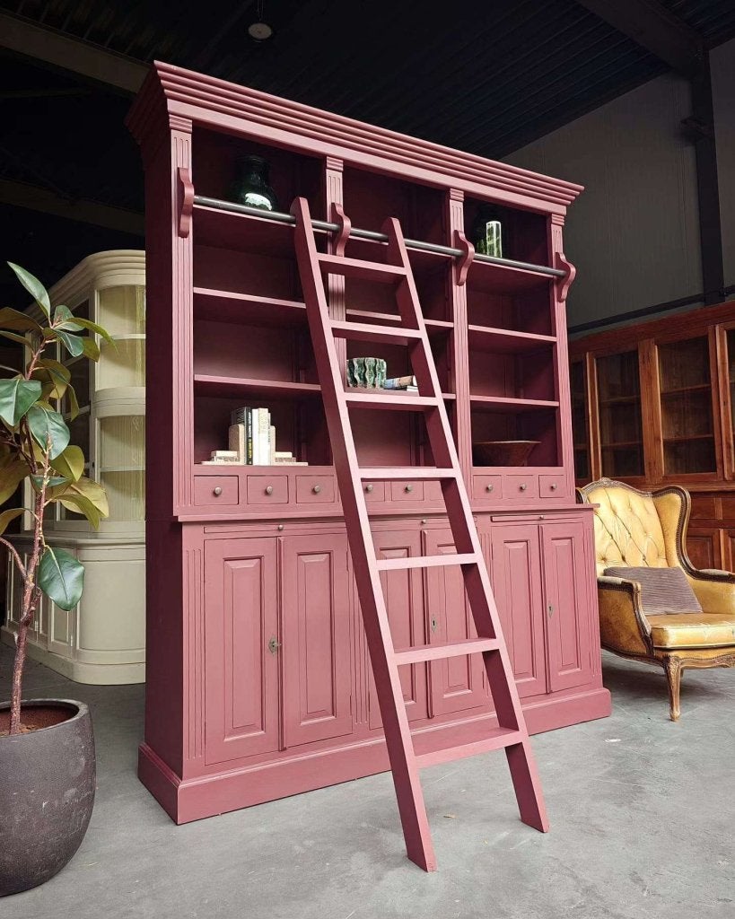 Bibliotheekkast | Boekenkast met ladder Paars/roze #2674, Niet ingevuld, Gebruikt, Met deur(en), 200 cm of meer
