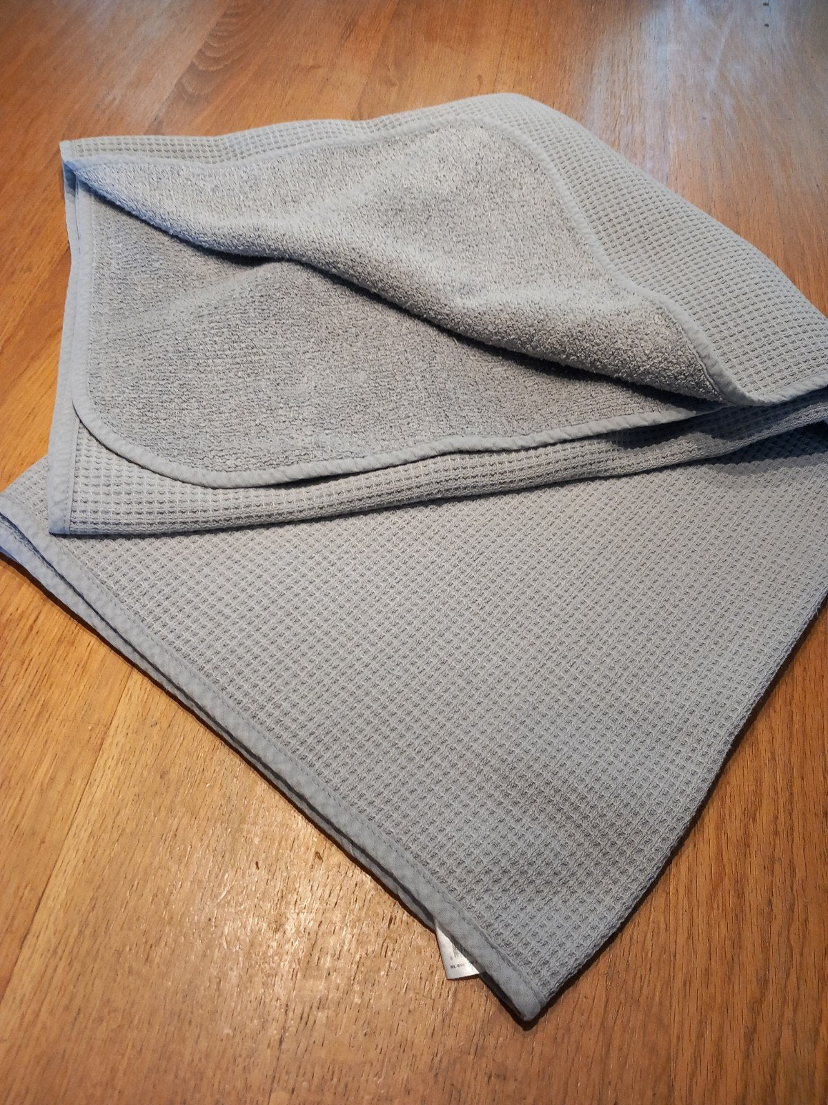 Grijze wafeldoek/badstof deken 140x85 ledikant/speelkleed, Gebruikt, Jongetje of Meisje, Ledikant, Ophalen of Verzenden