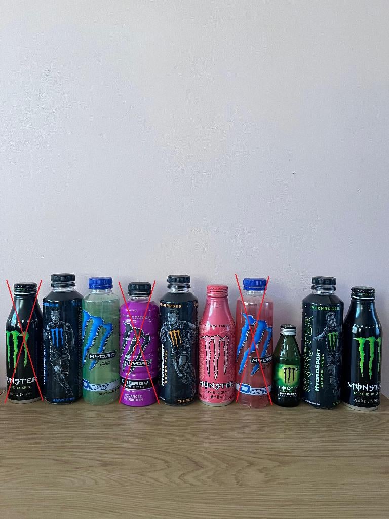 Monster Energy flessen verzameling, Verzamelen, Blikken, Zo goed als nieuw, Overige, Overige merken, Ophalen of Verzenden
