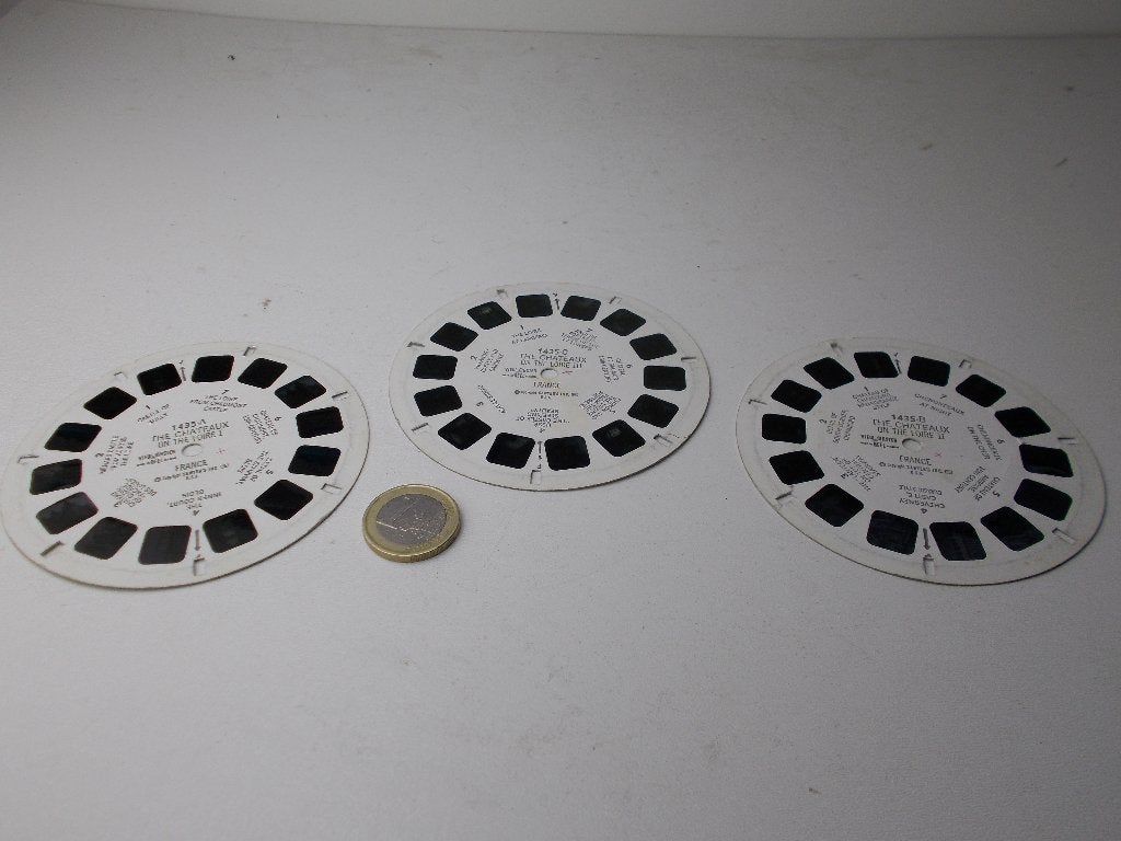 1957 VIEWMASTER 3 Schijfjes/Reels "CHATEAUX ON THE LOIRE".