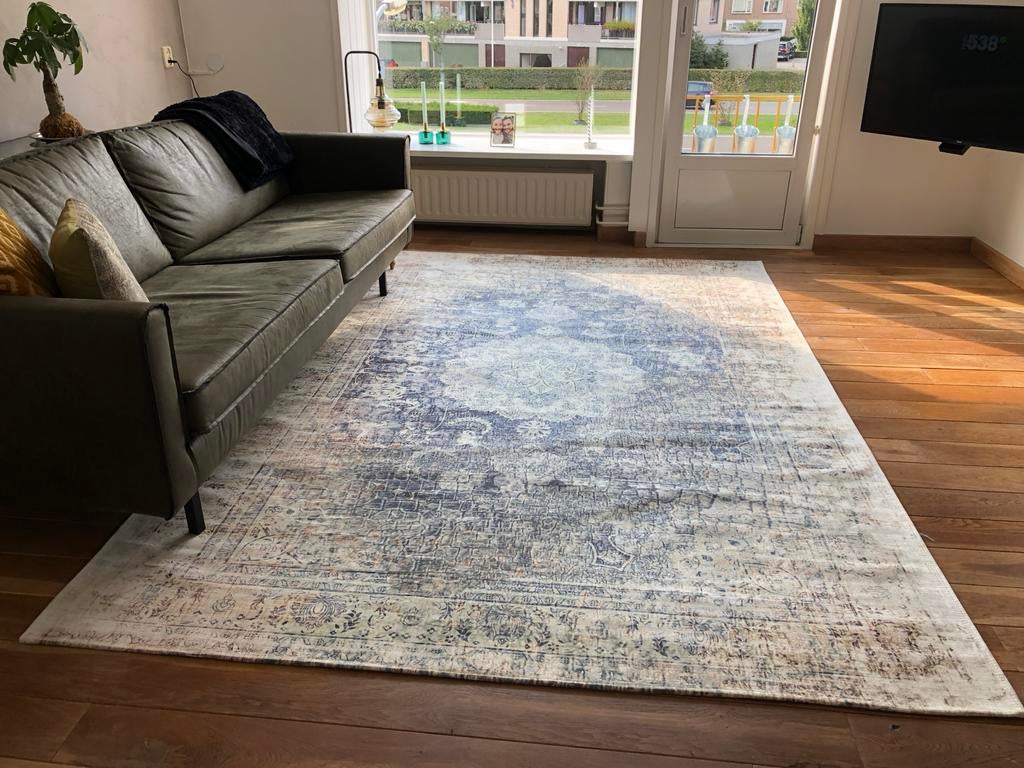 By-Boo Vloerkleed Beige/Blauw 200x300 cm, Huis en Inrichting, Stoffering | Tapijten en Kleden, Ophalen, Beige, Vintage, 200 cm of meer