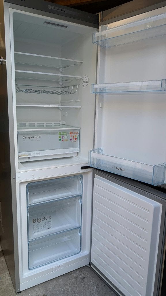 Bosch koel-vriescombinatie KGV33VL31 – RVS-look, Ophalen, Gebruikt, 200 liter of meer, Met aparte vriezer