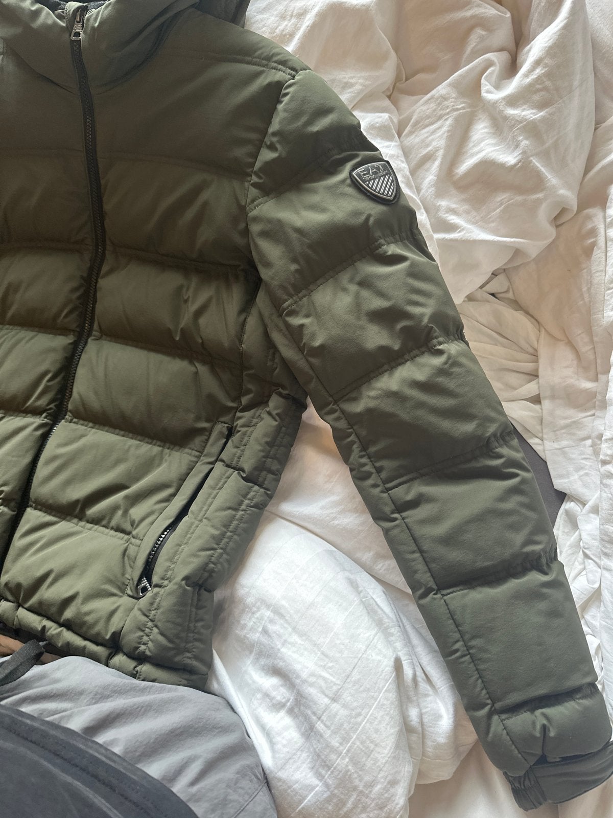 EA7 Emporio Armani winterjas groen maat M, Kleding | Heren, Ophalen, Zo goed als nieuw, Maat 48/50 (M), Groen