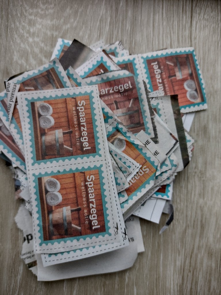 Sauna zegels actie verlengd !per 4 zegels €1,25, Hobby en Vrije tijd, Verzenden, Overige soorten, Zegels, Bonnen of Punten