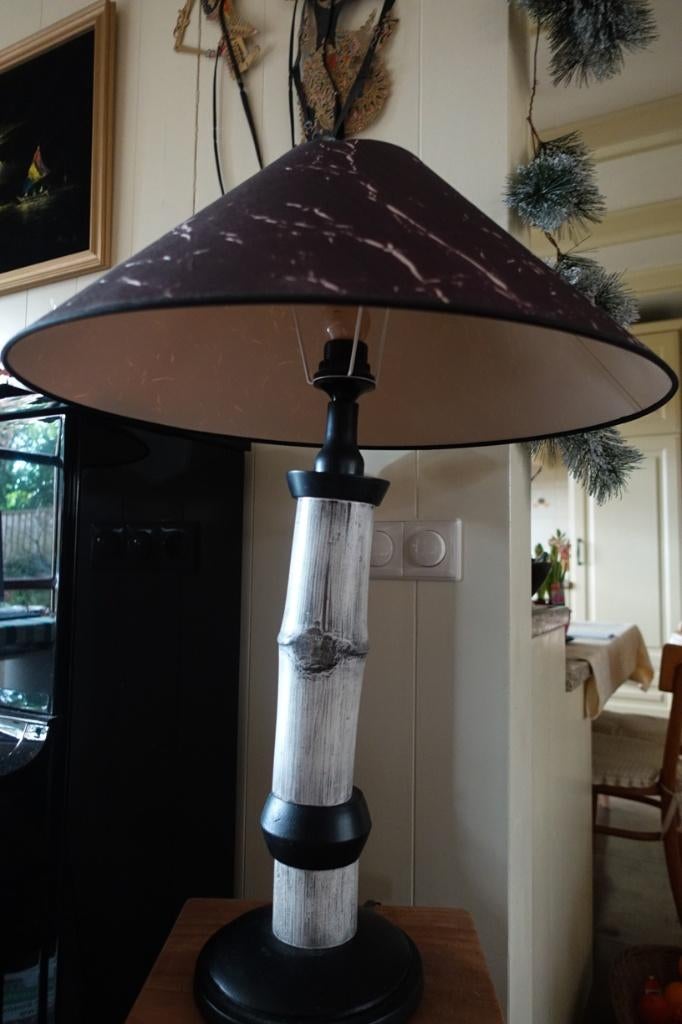 grote zwarte bamboe lounge schemer lamp, Ophalen, Gebruikt, Lounge, 50 tot 75 cm