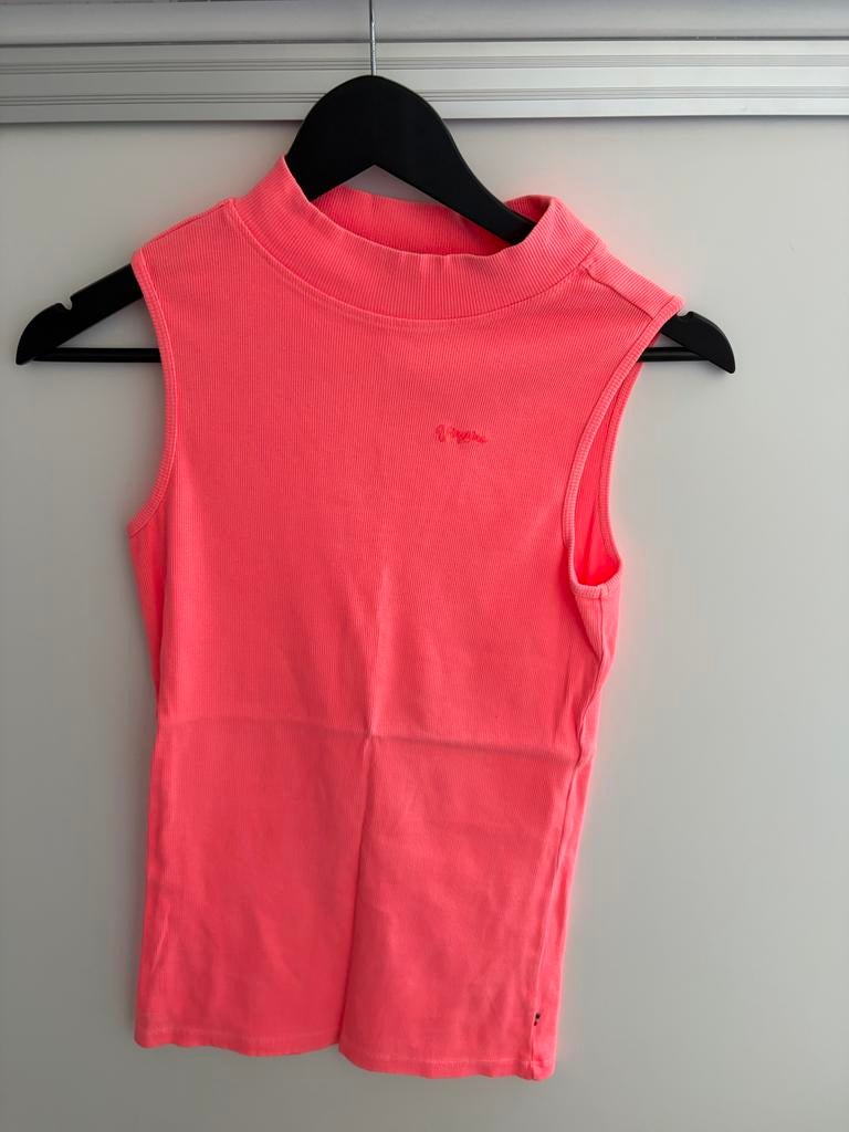 Vingino Neon Roze Ribgebreide Top, Kleding | Dames, Tops, Ophalen of Verzenden, Zo goed als nieuw, Roze, Zonder mouw