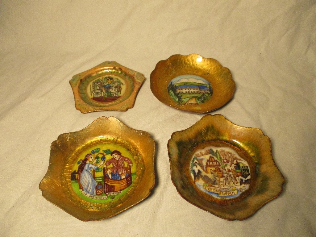 4x schaaltjes brons emaille, Ophalen of Verzenden